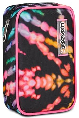 Seven Speed Case Skolväska, Fuchsia svart, Multi-Shade Girl, Mono-pennhållare med avtagbar plankor och pennor, pennor, färger, ryggsäckstillbehör, grundläggande, medium, flicka, Fuchsia, Taglia Unica,