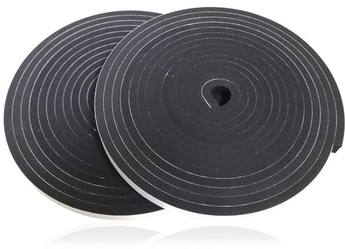 GuangTouL Self Adhesive Foam Strip, 12mm x 6mm x 5m, Pack of 2 Rolls, High Density Weather Proofing Tape, for Draught Proofing Doors, Windows, Noise Reduction