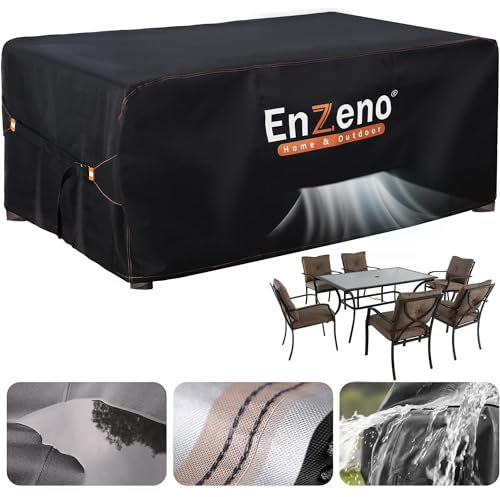 Enzeno Funda Mesa Exterior Impermeable Tela Oxford 420D Funda Muebles Jardin Rectangular Anti Viento con Salidas de Aire Funda Mesa Jardin 160x90x74cm Funda para Muebles de Jardin Exterior Cuadrada