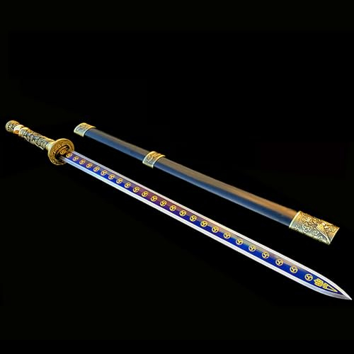 100cm Japanisches Katana,Klinge aus Manganstahl Metallschwert mit Scheide,Echtes Handarbeit Samurai-Schwert,Handgefertigtes Bokken für Cosplay,Display-Dekor,Sammeln,Iaido