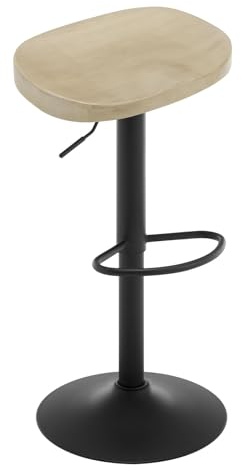 WOLTU Barhocker einzeln, Hocker höhenverstellbar drehbar, mit Sattelsitz Fußstütze, Drehhocker aus Massivholz Metall, Küchenhocker Schminkhocker Arbeitshocker, helle Holzoptik, BH413hei-1