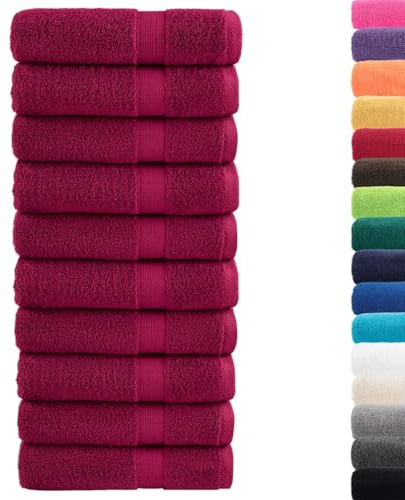 vidaXL Serviettes de Bain de Qualité Supérieure 10 pcs, Serviettes de Douche, Draps de Bain, Serviettes d'Invité de Toilette, Bordeaux 600g/m²