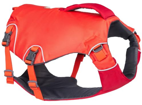 Ruffwear Confluence Hundeschwimmweste, mittelgroßes Hundesicherheitsgeschirr und Schwimmhilfe, 2 Hilfsgriffe, wasserdichte Rettungs- und Schwimmhilfe für Haustiere, Tangelo Orange, Größe M