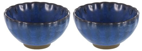 QUARKZMAN 2Pcs Cuenco de Matcha Japonés 4.23Oz Juego de Té Gong Fu Tradicional Taza de Té de Cerámica Mate Japonesa sin Asa Taza de Té Grande de Porcelana para Té Matcha Café Bebidas, Azul