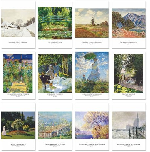 Monet - Biglietti di auguri (30 biglietti), 14,2 x 10,2 cm, set di cartoline in bianco