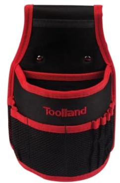 Toolland Sac à Clous/Outils pour Ceinture, Nylon, avec Poches et Boucles Porte-Marteau, Noir/Rouge