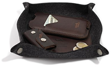 Pack & Smooch Taschenleerer Schlüsselablage Handyablage | 100% Merino Wollfilz | Pflanzlich gegerbtes Leder | Farbe in Anthrazit/Dunkelbraun