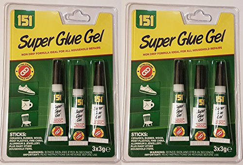 2 x 151 Superglue Gel Triple Pack - Extra Strong Non Drip Adhesive Super Glue