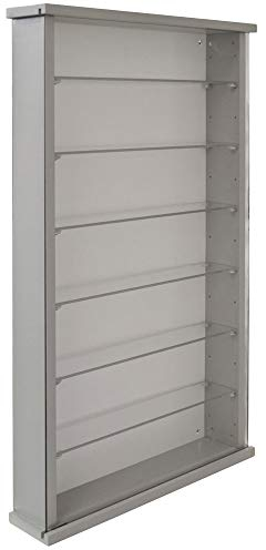 WATSONS Wall Display Cabinet – 6 Adjustable Glass Shelves, Grey Finish
