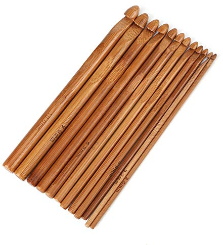 12pcs Carbon Knitting Needles Carbonized Bamboo Knitting Needle Set Bamboo Knitting Needles Carbonized Crochet Hooks Crochet Hooks Sweater Needles Yarn Weaving Tool