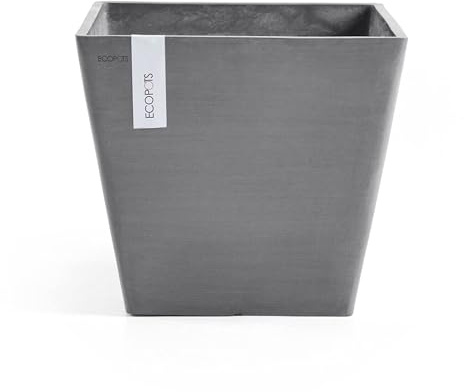 Ashortwalk ECOPOTS Rotterdam plant pot made from recycled plastic (Width 30cm x Length 30cm x Height 26cm) (Grey)