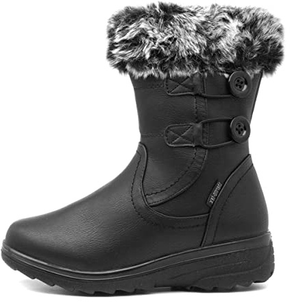 Cushion Walk Jill Womens Faux-Fur Boot - Size 5 UK - Black