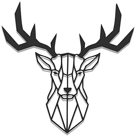 teileplus24 DS07 Wanddeko Metall | Wandbild | Metallbild | Geometrische Wandkunst | 60 x 60 cm, Farbe:Hirsch Schwarz