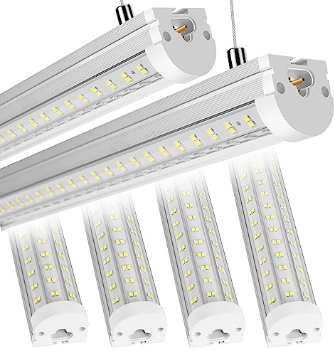 Phiwicsh 8FT U Shape 125W Integrated Tube Bright LED Light, 6500K Clear White, 20000LM - Flush Mount/Hanging Linkable LED Ceiling Lights for Garage, Plug&Play, 6 Pack