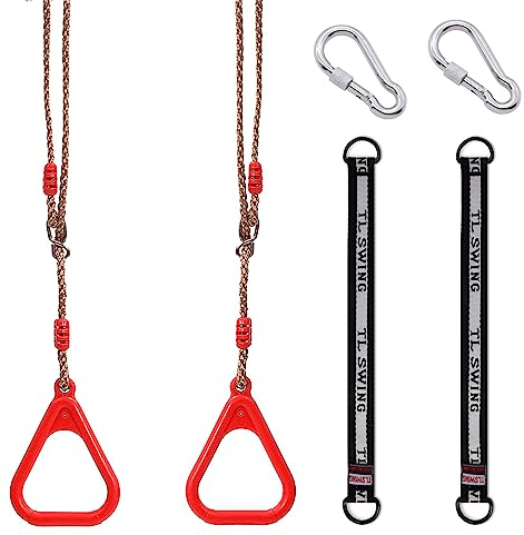 Garten Schaukel, Schaukel Outdoor Indoor, Schaukeln Geeignet für Erwachsene in Begleitung von Kindern, Seil mit 2 Verschraubungen, Kunststoff-Ringe mit längenverstellbaren Seilen