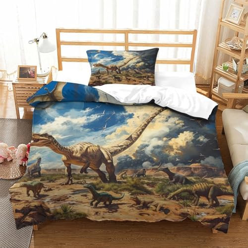 HLXZMCVBT Pterosaurstampato in 3D Copripiumino Matrimoniale Morbida Microfibra Set Di Dinosaur Biancheria Da Letto Con Federa Chiusura A Cerniera Ragazza Single（135x200cm）