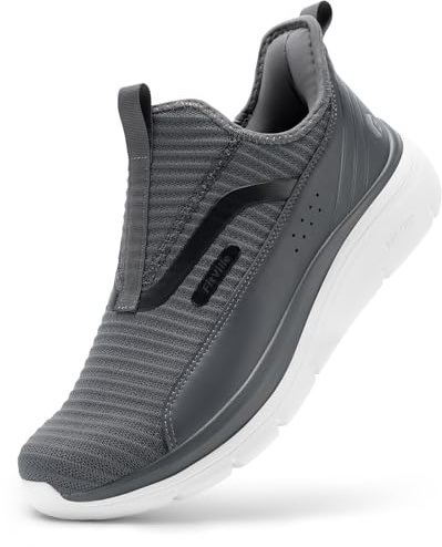 FitVille Scarpe da Camminata Uomo Extra Larghe Slip-on Sneaker Casual Traspiranti Scarpe Sportive Senza Lacci Grigio Scuro 45 EU Larga