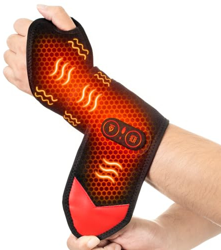 Yabuu Cordless Wrist Hand Heating Pad Massage for Carpal Tunnel With 3000mAh Battery,Hand Arthritis,Wrist Pain Relief,Heat Wrap Pad,Vibration and Adjustable Heat Settings Hot Therapy Gifts for Mom/Dad