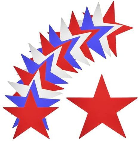 QUARKZMAN 120 Piezas Recortes de Estrellas Papel 6 Pulgadas Azul Plata Rojo