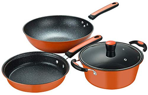 Nonstick cookware set 3 stycken, induktionskrukor och kokkärlsuppsättningar, induktionsstekpanna, kemikaliefria köksuppsättningar med vistelse-coolhandtag, kastrull, lagerpanna, stekstenuppsättning