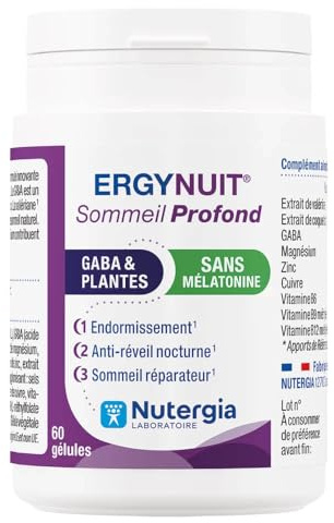 Nutergia ERGYSLEEP GABA – Suplemento para el Sueño con GABA, Valeriana y Amapola, Sin Melatonina – 60 Cápsulas