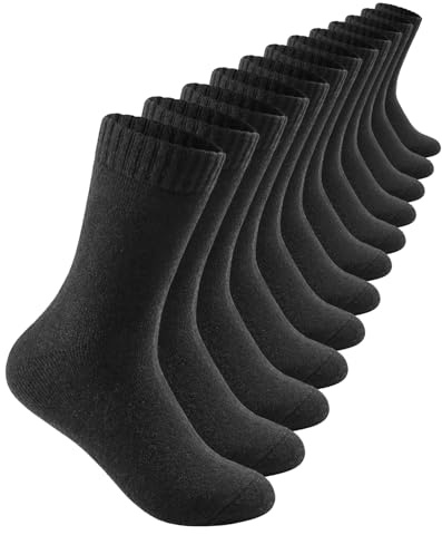 ATTIQOZI 6 Paar Thermosocken Herren,Warme Wintersocken Merino Wollsocken Herren, Dicke Atmungsaktiv Socken Skisocken Wandersocken für Zuhause, Outdoor, Lauf