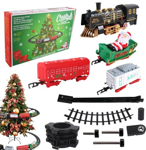 Hozaenwa Tren de Juguete | Modelo de Coche Eléctrico con Vías | Tren Eléctrico Navideño con Luces y Música - para Niños Cumpleaños Día del Niño Navidad Año Nuevo