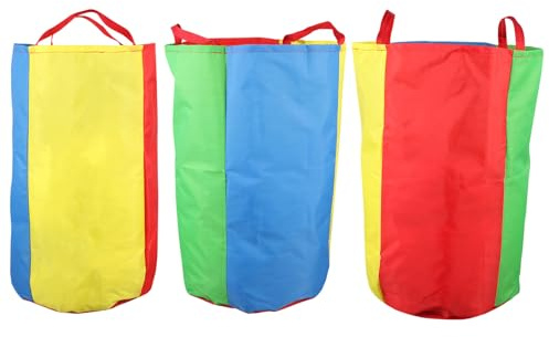 GARVALON Set 3 Sacchi da Corsa Colorati per 80-100 Cm Resistente Fondo Rinforzato, Borsa da Gioco per Attività All’aperto, Picnic e Giochi di Gruppo