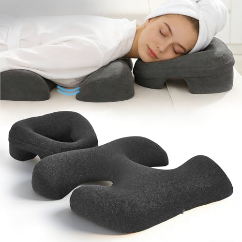 Almohada Boca Abajo en Espuma Viscoelástica con Orificio Respirante, Cojín Facial para Dormir, Masaje y Recuperación, Reposacabezas para Camilla, Antiarrugas Pecho, SPA Salón Hogar