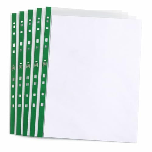 Fundas perforadas de plástico transparente A4 de varios colores, paquete de 200 bolsillos perforados resistentes para archivar carpetas de anillas, carpeta portadocumentos para oficina, hogar, escuela