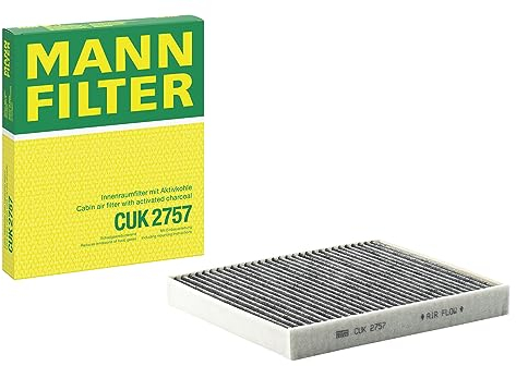 MANN-FILTER CUK 2757 Innenraumfilter/Kabinenluftfilter - Pollenfilter mit Aktivkohle - für Pkw + Transporter