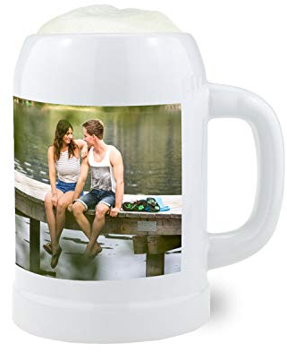 Bavariashop GmbH Steinkrug 0,5 Liter - personalisiert mit Wunschfoto - Fotokrug, individuell mit eigenem Foto