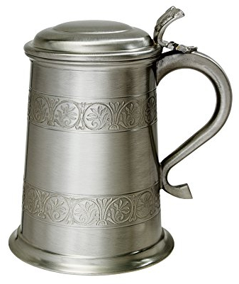 Wentworth Pewter - Medieval Antique Finish Pewter 1 Pint Tankard (Lidded Tankard)