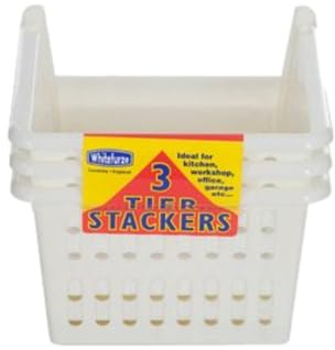 Whitefurze Stacking Basket Set of 3, Cream, 18 cm