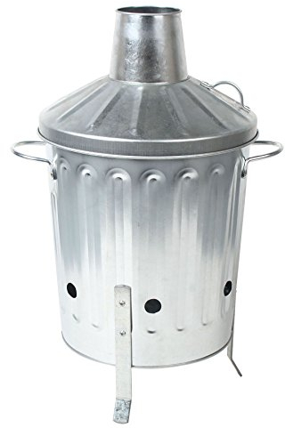 CrazyGadget® 15L 15 Litre Galvanised Metal Incinerator Mini Garden Fire Bin BBQ for Burning Wood, Leaves, Paper & Cooking