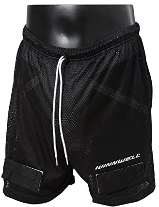 Winnwell Mesh Jock Athletic Short- Breathable Short for Sport Protection with Protection Cup - Hockey, Football, Soccer Shorts for Senior, Youth, Men, Boys Gears (Youth, X-Large) Black