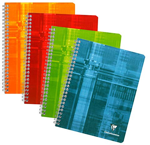 Clairefontaine 8762C - Packung mit 5 Heften mit Spiralbindung, 90 Blatt, 17 x 22 cm, kariert, 90g, farbig sortiert, 1 Pack