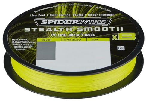 Spiderwire Stealth Smooth 8 New 2020, 150 m, gul, 8-vägs flätat snöre med mikrobeläggning, 0,06 mm – 0,39 mm, 5,4 kg – 46,3 kg, nötningsbeständig