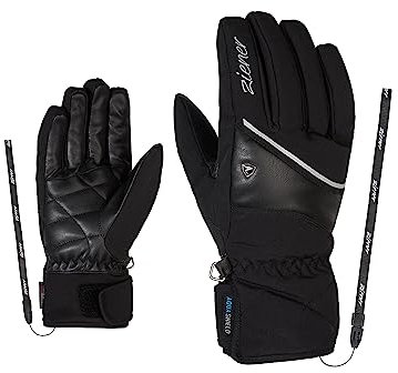 Ziener Damen KAIKA AS Ski-Handschuhe/Wintersport | Wasserdicht, Atmungsaktiv, Black, 6,5