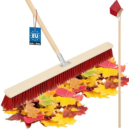 KOTARBAU® Gatukvast - Industrikvast - 85 cm - Gatukvast med Handtag - Uteborste - Sopborste - Sopkvast - Trädgårdskvast - Gårdskvast - Verkstadskvast - Hård Borst - Trä - PVC