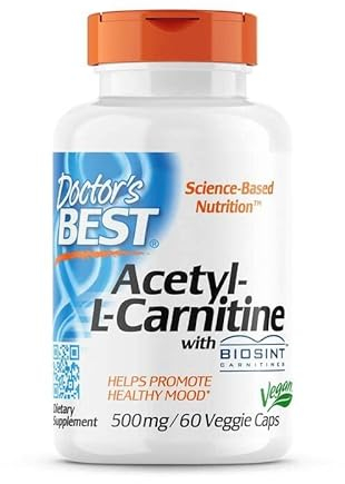 Doctor's Best, Acetyl-L-Carnitine with BIOSINT, 500mg, 60 Capsule vegan, Testato in Laboratorio, Senza Glutine, Senza Doia, Vegetariano