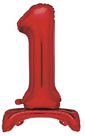 Unique Red Standing Number 1 Foil Balloon 30, Packaged
