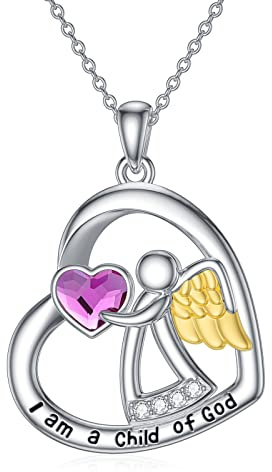 Collar AOBOCO con colgante de ángel de la guarda en plata de ley 925, regalo de bautismo, comunión y cumpleaños para niñas y niños