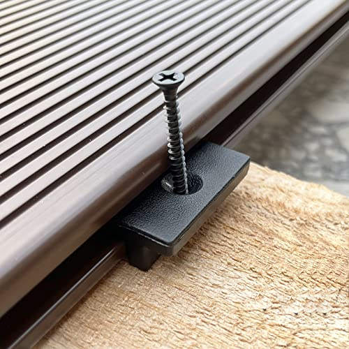 100 stycken WPC-klämmor, dolda terrassbrädor, fästbrädor, 6 mm terrassklämmor plast för WPC terrassbrädor/BPC-golvbrädor, svart T-klämma med svarta skruvar