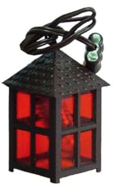 FADEDA Farol de plástico rojo, 4 angulares/altura: 4 cm/pintado a mano/figuras de belén fieles – Decoración de mesa de Navidad Belén Accesorios