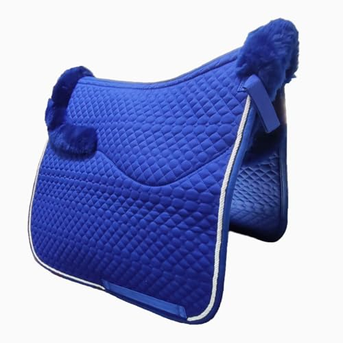 Woolous Schafsfell Schabracke Pferd, Königsblaue Reitpad, Super Weiches Wollfutter Sattel Pferd mit Klettverschluss und Zarten Gewickelt Kanten für Reiten Dressur