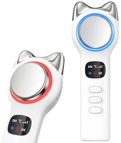 Warming and Cooling Firming Device, Light Face Tool with Vibration, Electric Skin Care Kit, Facial Massager with 46-70℉ Cold, 100-117℉ Hot