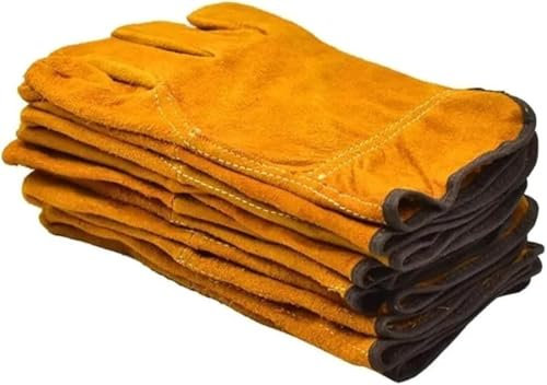 Gants de soudage, gants de travail, gants de soudage 5 paires de gants de travail de protection du travail en cuir de vache souple Protection de sécurité de soudage gants de soudage isolés résistants