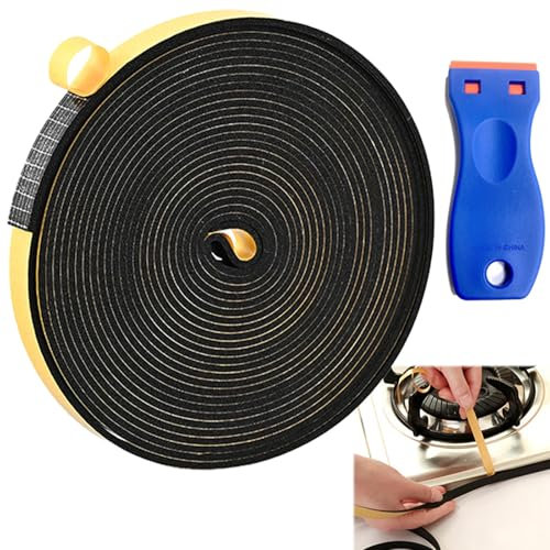 Zephyra Nastro Sigillante Autoadesivo 5m x 7mm x 2mm – Guarnizione per Piano Cottura, Lavello, Cucina a Induzione, Resistente al Calore e all’Acqua + Raschietto Incluso