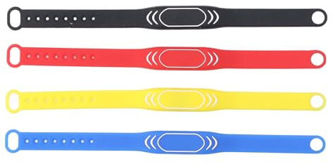 NIZUUONE Pulsera de Silicona NFC T557777ID Copiado Resistente a 4 Colores de Pulsera para la Frecuencia de Acceso de Control de Acceso, ID Campus (4 paquetes)